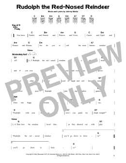 page one of Rudolph The Red-Nosed Reindeer (Guitar Cheat Sheet)