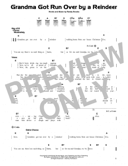 page one of Grandma Got Run Over By A Reindeer (Guitar Cheat Sheet)