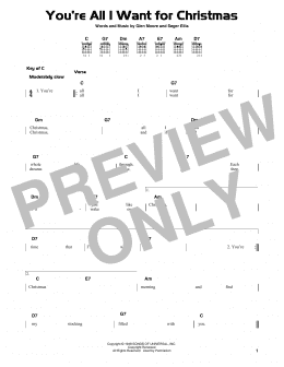 page one of You're All I Want For Christmas (Guitar Cheat Sheet)