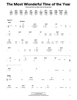 page one of The Most Wonderful Time Of The Year (Guitar Cheat Sheet)