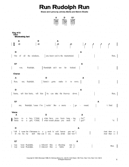 page one of Run Rudolph Run (Guitar Cheat Sheet)