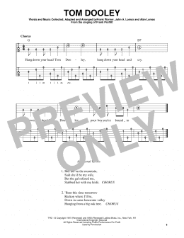 page one of Tom Dooley (Banjo Tab)