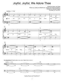 page one of Joyful, Joyful, We Adore Thee (Educational Piano)