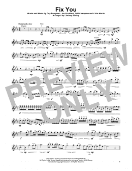 page one of Fix You (Violin Solo)