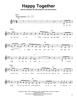 page one of Happy Together (Pro Vocal)