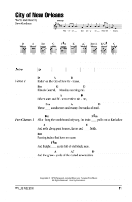 page one of City Of New Orleans (Guitar Chords/Lyrics)