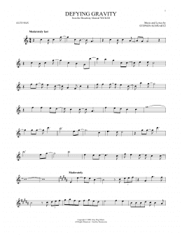 page one of Defying Gravity (from Wicked) (Alto Sax Solo)