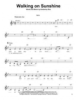 page one of Walking On Sunshine (Pro Vocal)