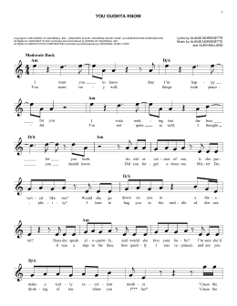 page one of You Oughta Know (Easy Lead Sheet / Fake Book)