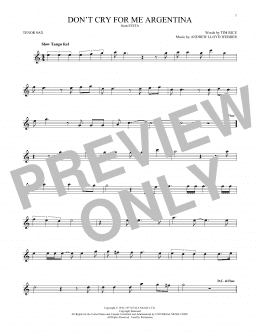 page one of Don't Cry For Me Argentina (Tenor Sax Solo)