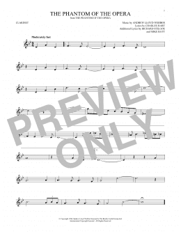 page one of The Phantom Of The Opera (Clarinet Solo)