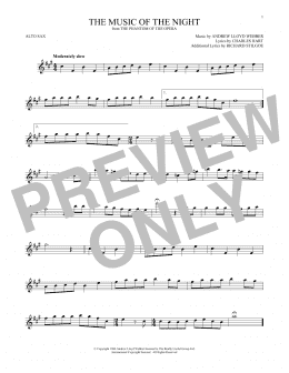 page one of The Music Of The Night (from The Phantom Of The Opera) (Alto Sax Solo)