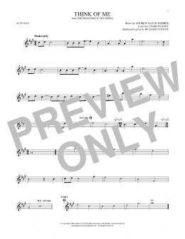 page one of Think Of Me (from The Phantom Of The Opera) (Alto Sax Solo)