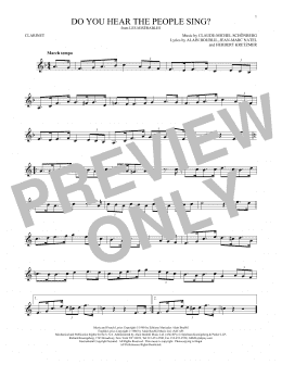 page one of Do You Hear The People Sing? (Clarinet Solo)