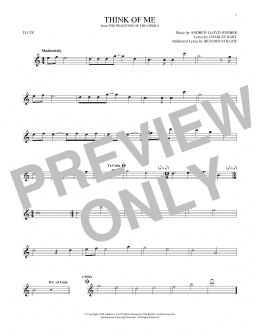 page one of Think Of Me (from The Phantom Of The Opera) (Flute Solo)