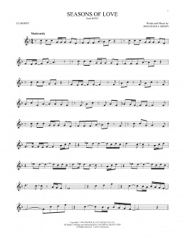 page one of Seasons Of Love (from Rent) (Clarinet Solo)