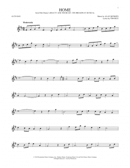 page one of Home (from Beauty and the Beast: The Broadway Musical) (Alto Sax Solo)