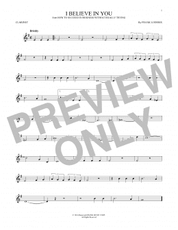 page one of I Believe In You (Clarinet Solo)