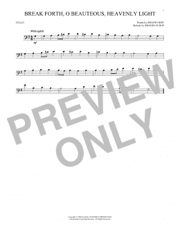 page one of Break Forth, O Beauteous, Heavenly Light (Cello Solo)