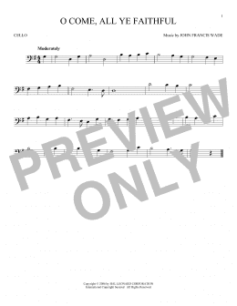 page one of O Come, All Ye Faithful (Cello Solo)