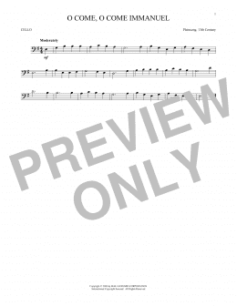 page one of O Come, O Come Immanuel (Cello Solo)