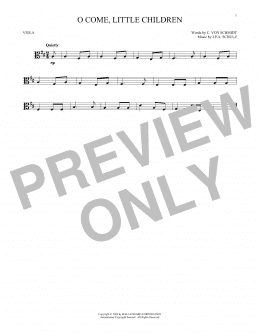 page one of O Come, Little Children (Viola Solo)
