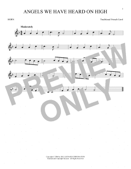 page one of Angels We Have Heard On High (French Horn Solo)