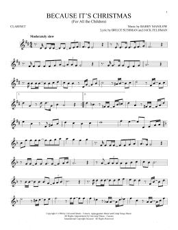 page one of Because It's Christmas (For All The Children) (Clarinet Solo)