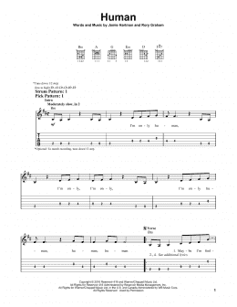 page one of Human (Easy Guitar Tab)