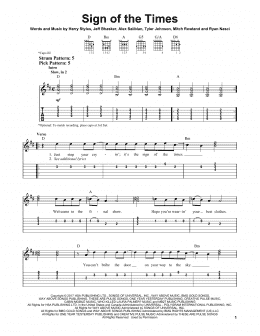 page one of Sign Of The Times (Easy Guitar Tab)