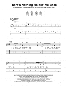 page one of There's Nothing Holdin' Me Back (Easy Guitar Tab)