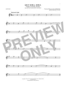 page one of Que Sera, Sera (Whatever Will Be, Will Be) (Alto Sax Solo)