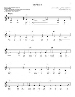 page one of Waterloo (Easy Lead Sheet / Fake Book)