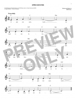 page one of Open Our Eyes (Easy Lead Sheet / Fake Book)