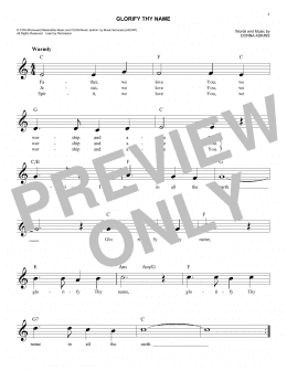 page one of Glorify Thy Name (Easy Lead Sheet / Fake Book)