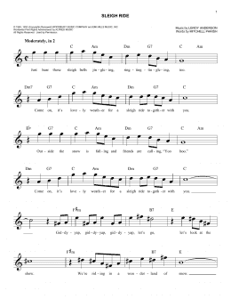 page one of Sleigh Ride (Easy Lead Sheet / Fake Book)