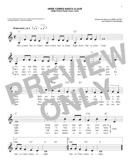 page one of Here Comes Santa Claus (Right Down Santa Claus Lane) (Easy Lead Sheet / Fake Book)