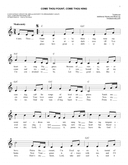 page one of Come Thou Fount, Come Thou King (Easy Lead Sheet / Fake Book)