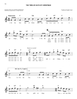 page one of The Twelve Days Of Christmas (Easy Lead Sheet / Fake Book)