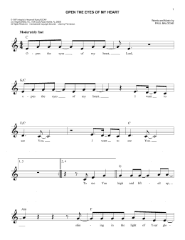 page one of Open The Eyes Of My Heart (Easy Lead Sheet / Fake Book)