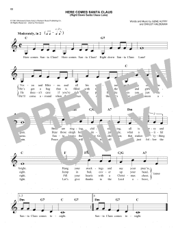 page one of Here Comes Santa Claus (Right Down Santa Claus Lane) (Easy Lead Sheet / Fake Book)