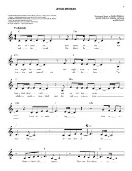 page one of Jesus Messiah (Easy Lead Sheet / Fake Book)