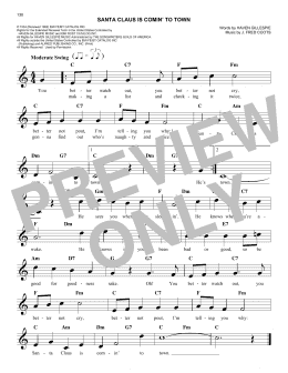 page one of Santa Claus Is Comin' To Town (Easy Lead Sheet / Fake Book)