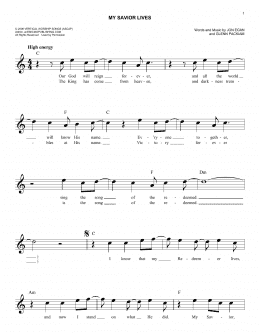 page one of My Savior Lives (Easy Lead Sheet / Fake Book)