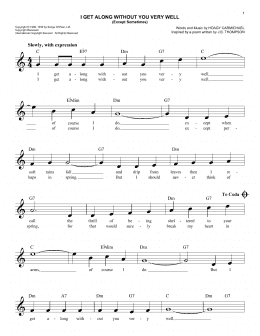 page one of I Get Along Without You Very Well (Except Sometimes) (Easy Lead Sheet / Fake Book)