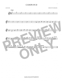 page one of Canon In D (Alto Sax Solo)