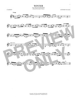 page one of Winter (from The Four Seasons) (Clarinet Solo)