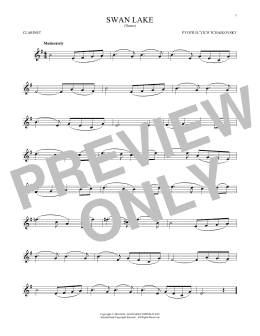 page one of Theme From Swan Lake (Clarinet Solo)