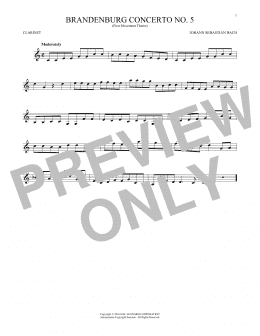 page one of Brandenburg Concerto No. 5 (Clarinet Solo)