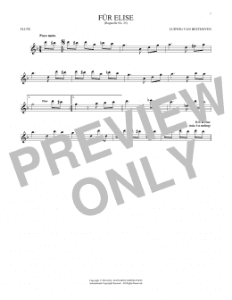 page one of Fur Elise, WoO 59 (Flute Solo)